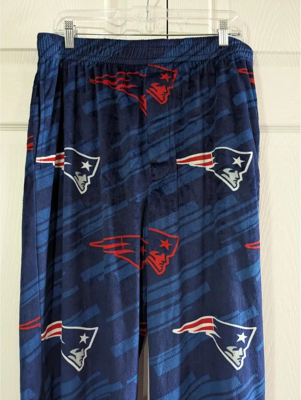 NFL New England Patriots Men's Lounge Pajama Pants, Blue Red, Large, Logo Print